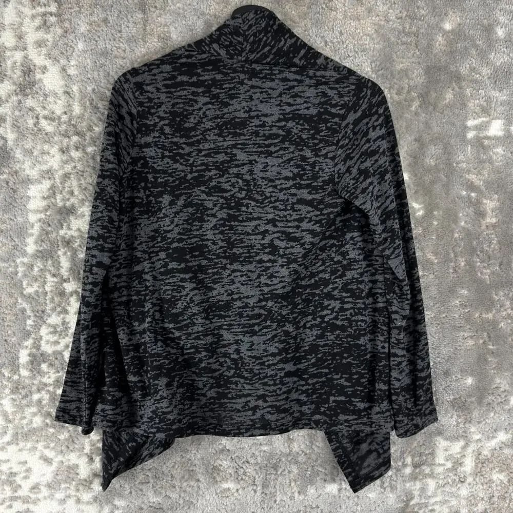 Bobeau Petite Size Sp Abstract Button Cardigan Sweater Gray‎ Long Sleeve